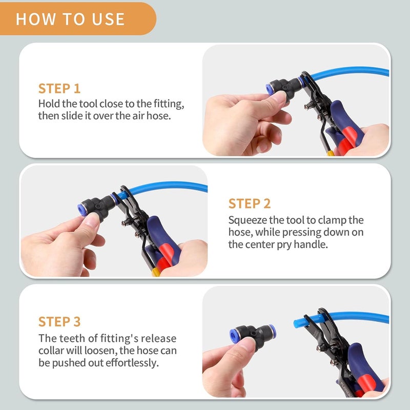 PLANEKO Air Line Pliers Push to Connect Fitting Disconnect Tool for 1/4" 5/16" Pneumatic Hose Quick Connect Fittings Removing Air Line Removal Tool Hose Release Pliers for 6mm 8mm Push Fit Connector - Image 3